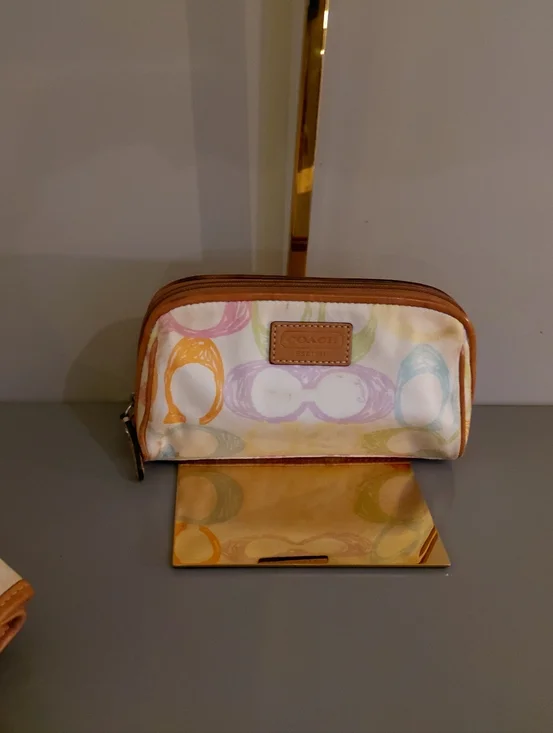 Coach Cosmetic Signature Print Pouch - White/Pastel Multicolored - Picture 2 of 6